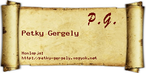 Petky Gergely névjegykártya